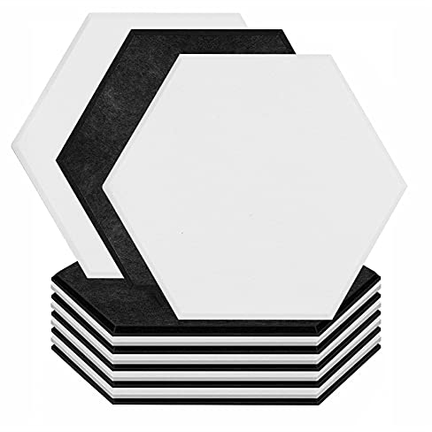 SK Studio Hexagon Akustikplatten 12 Stück Akustische Schallschutz Isolierungs-Fliesen, Ideal für Wanddekoration und Akustische Maßnahmen 30 x 25 x 0,9 cm Schwarz+Grau