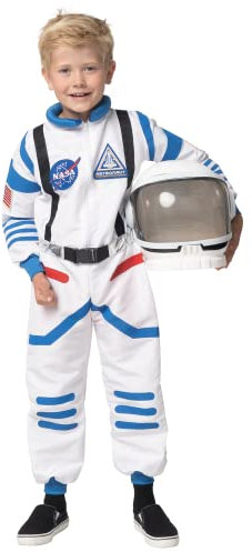 Spooktacular Creations Halloween-Kostüm für Kinder, Unisex, weiß-schwarze Details, Astronauten-Kostüm für Partygeschenke,Größe S (5-7 Jahre)