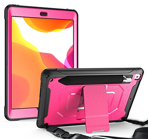 Hülle für iPad 10.2 Zoll 2020/2019 (iPad 8. / 7. Generation), Unicorn Beetle Pro Series Stoßfeste Robust Panzerhülle mit Pencil Halter umklappbarer Stände Schultergurt Schutzhülle,D