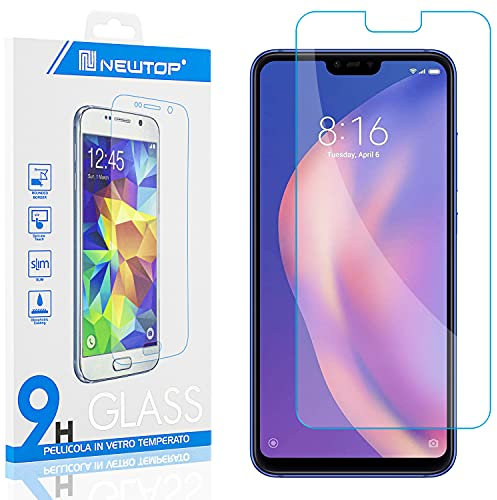 N NEWTOP [1 unidad] Película de vidrio templado compatible con Xiaomi MI 8 Lite, Fina 0,3 mm de dureza 9H de vidrio templado protector de pantalla pantalla de protección anti golpes arañazos