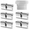 GERCAR 5 cylindres de serrure à fermeture identique, 5 cylindres profilés 45/45 mm, avec 25 clés, cylindres doubles, pour serrure de porte - Longueur : 90 mm - A : 45, B : 45