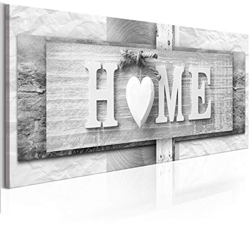 decomonkey Akustikbild Home Haus 135x45 cm XXL 1 Teilig Leinwand Modern Bilder Wandbilder XXL Schallschlucker Schallschutz Akustikdämmung Wandbild Deko Leise Textur grau