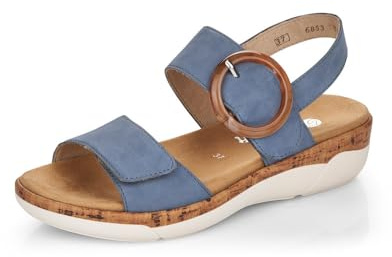 Remonte Damen Riemchensandalen R6853, Frauen Sandalen,lose Einlage,halteriemen,Sommerschuhe,Freizeitschuhe,offene Schuhe,Strandschuhe,blau (14),45 EU