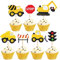 Bymivofun 28 Stück Baufahrzeug Cupcake Topper, Bagger Cake Topper, Auto Bagger Kuchendekoration, für Kinder Jungen Kinder Geburtstagsfeier Dekoration