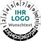 Prüfplaketten mit Logo und Wunschtext, 200 Stück, Vinylfolie, selbstklebend, Prüfetiketten/Prüfaufkleber mit Firmeneindruck (30 mm Ø)