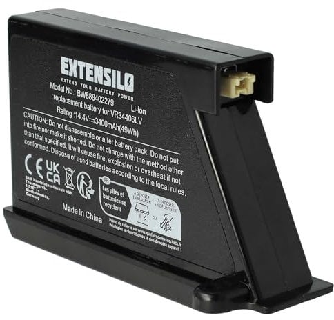 EXTENSILO Akku kompatibel mit LG Hom-Bot VR62601LVM, VR6260LV, VR6260LVM Staubsauger Home Cleaner Heimroboter (3400mAh, 14,4V, Li-Ion)