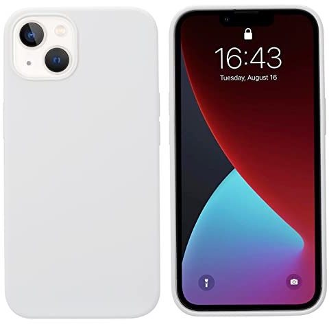 THBY Cover iPhone 13, Custodia Antiurto Gomma Gel Silicio Liquido con Fodera Tessile Microfibra Morbida Anti-Graffio Silicone Case Protettiva Cover per Apple iPhone 13.(6.1 inch,Bianco)