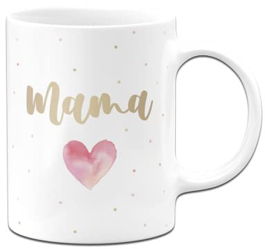 Tassenbrennerei Tasse Mama mit Herz - Kaffeetasse als Geschenk für die Allerbeste Mutter der Welt (Mama - Weiß)