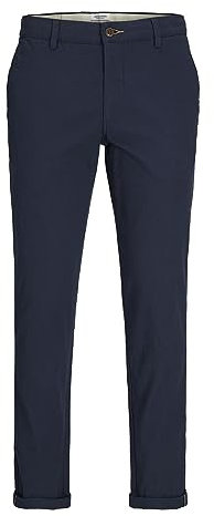 JACK & JONES Pantaloni Uomo Casual Eleganti Pantalone di Stoffa Business Slim Fit Chic Urban JPSTMARCO, Colore:Blu-2, Taglia Pantalone:30W / 32L, Lunghezza della Gamba:L32