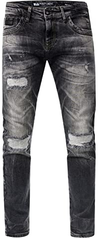 Rusty Neal Herren Jeans Hose 'Yamato' Slim Fit Spezial-Washed Destroyed Streetwear Mens Denim Stretch-Jeans 238