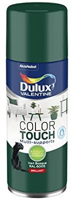 Dulux Valentine Peinture Intérieure et Extérieure Aérosol Color Touch - Pour bois, plastique, PVC, carton, papier - Vert Basque Brillant - 400ml