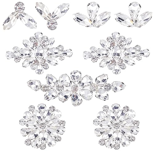 FINGERINSPIRE 9 Piezas de 5 Estilos de Apliques de Diamantes de imitación para Planchar con diseño de Hojas de Rombos, Parches de imitación para Boda para Ropa de Novia Zapatos,15~67 x 22~92 mm