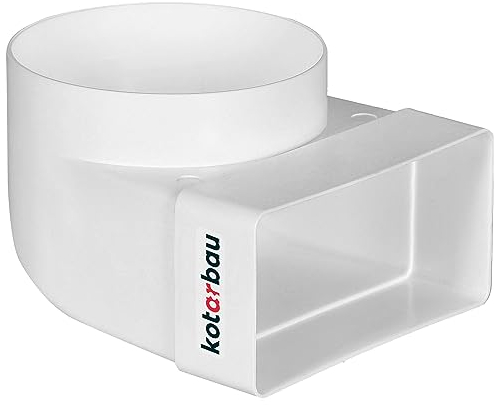 KOTARBAU® Umlenkstück 90° für Lüftungskanal 110 x 55 mm Kunststoff Übergangsstück Ø 100 mm Weiß Kanalverbinder Kanalbogen Abluft Zuluft Winkel Luftkanal Verbindungsstück für Flachkanal Rund-eckig