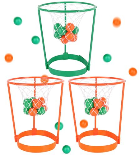 Hooqict Basketball-Partyspiel für Kinder und Erwachsene, verstellbarer Korb-Kopf-Stirnband, Spiel mit 40 Bällen für Karneval, Party, Familie, Innen- und Außenbereich, Hinterhof, Geburtstag,