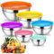 Cinnani 6 Juego de Acero Inoxidable Cuencos Mezcladores, Ensaladera, Cuenco Comida, Cuenco de Cocina, Tazón de Cocina Multifuncional con Colores Tapa