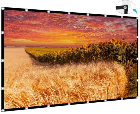 XINLEMY 200 4K HD 16:9 Large Projection Screen Foldable Portable Washable Double Sided Projection Screen Suitable for Garden Parties