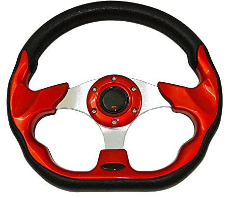 Sportlenkrad,Drift Lenkrad Universal 13 320mm Racing Sportwagen Lenkrad mit Hupenknopf Kohlefaser(Color:Red)