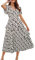 GRACE KARIN Women Summer Floral Maxi Dress Squar Neck Chiffon A Line Strappy Smocked Boho Beach Dress Apricot Black Flower S
