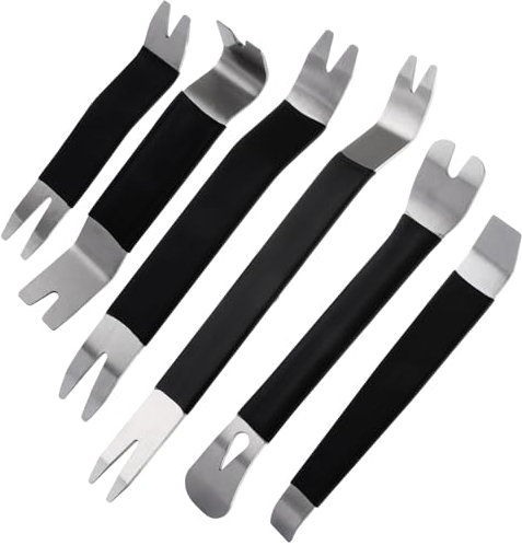 ZOFUN 6 Pcs Pry Bar Set, Black Crow Bar Set, Iron Nail Pullers for Woodworking, Prying, Scraping, Lifting, Pulling, 24 CM/19.5 CM/18 CM/17 CM/13 CM