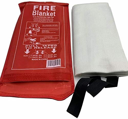 Fire Blanket 1x1m Emergency Fireproof Safety Blanket Fiberglass Quick Release for Kitchen Home Office Car BBQ High Temperature Resistance Up to 580°C