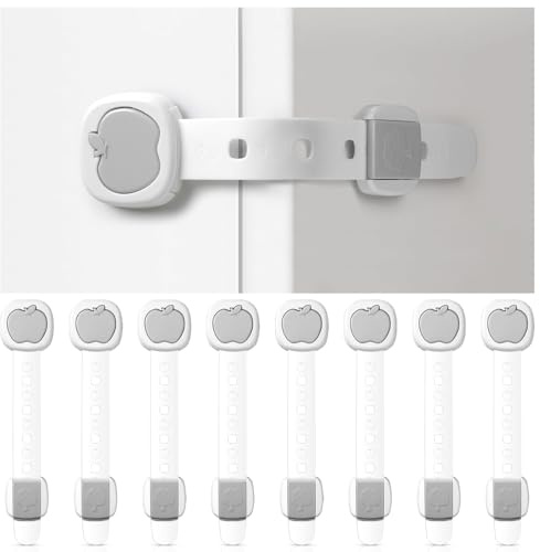 10 pezziSerrature adesive di sicurezza per porte neonati e bambini, chiusura di sicurezza cassetti per neonati, protezione per armadi, finestre, frigorifero, grigio