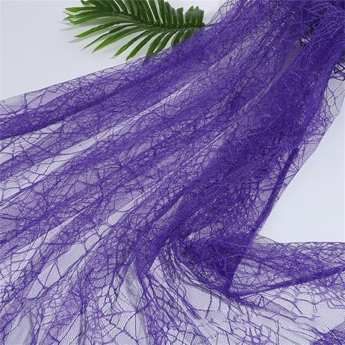 Spinnennetz Tüllstoff dekorativer weicher Tüll Halloween Tüllstoff 160cm Tüllstoff, Spitzentüllstoff, Halloween Dekoration, Dekostoff, Kostümstoff (lila)