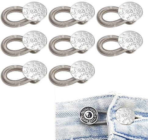 Pulsante di estensione per pantaloni, 8 pezzi, estensione per bottoni dei pantaloni, per uomo e donna, prolunga con bottone per pantaloni, prolunga regolabile per jeans, gonne