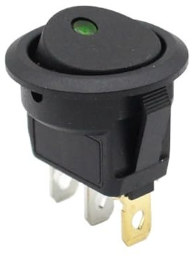 Interruptor KCD1 cuadrado circular 12V 220V con luz LED de ojo de luz Joystick de 2 posiciones de 3 pines Interruptor SPST de potencia de 16A(Square green,12V)