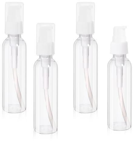 Lot de 4 flacons à pompe Airless de 100 ml - Transparent - Distributeur de crème vide - Bouteille de voyage à remplir - En plastique - Rechargeable - Pour cosmétiques, shampoing, lotion