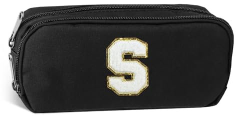 FIDWALL Personalisierte Federmäppchen für Schulbedarf, große Kapazität Mäppchen mit Reißverschluss, einfache Bleistifttasche, Büro Organizer, Initialen Stiftetui für Kinder und Teenager. (S)