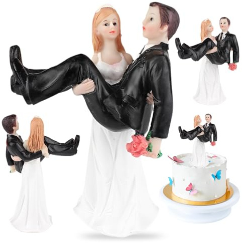 XNAUVOI Hochzeit Tortendeko, Hochzeitspaar Tortenfigur Wedding Cake Topper Romantisch Brautpaar Figuren für Hochzeitstorte Dekoration Autodekoration Valentinstag Dekoration(8.5 x 5.5 x 12.6 cm)