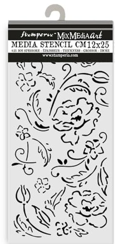 Stamperia - Thick Stencils for Scrapbooks, Albums, Cards, Bullet Journals, and More, Flexible Material, Easy to Clean, Perfect for Hobbies, Crafts, and Gifting (Old Lace - Flowers)