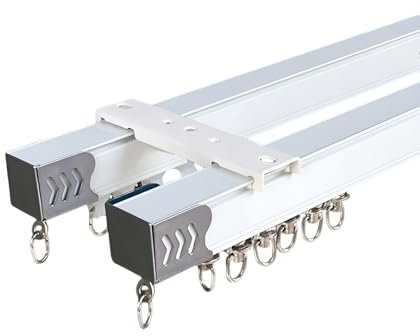 Schwer Vorhangschiene 2-läufig Vorhangschiene Decken- Oder Wandmontage, Gleiten Gardinenschiene, Aluminium-Vorhangschiene, Einfach Zu Installieren(Double track,100cm)