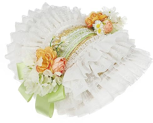 Ldabrye Sombrero de encaje de anime para mujer, para fiesta de Halloween, sombrero de paja, accesorios de disfraz de Lolita, color verde