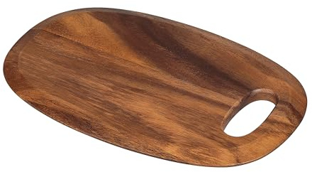 Tala Small Curved Chopping Board, Lacquered Acacia Wooden Board, with Smooth Curved Edge This Wood Board is Ideal for Serving, Presenting and Preparing All Foods, Measures 30x20x1.5cm