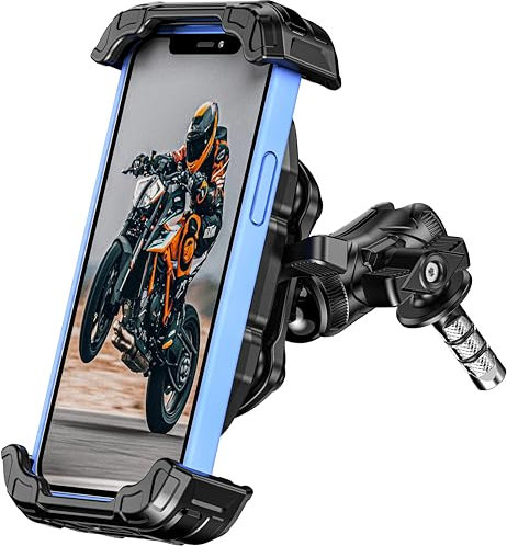 Kewig Motorcycle Fork Stem Phone Mount with Vibration Dampener, Adjustable Heavy Duty Motorcycle Phone Mount Holder Fit Stem Tube 12mm-25.4mm in Diameter, Compatibe with 5.4-7.2 Cellphone