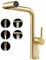 Warmiehomy 5 Modes Kitchen Taps Mixer with Pull Out Spray,High Arc 360° Swivel Dual Spout Pull Down Stainless Steel Kitchen Sink Taps,Gold