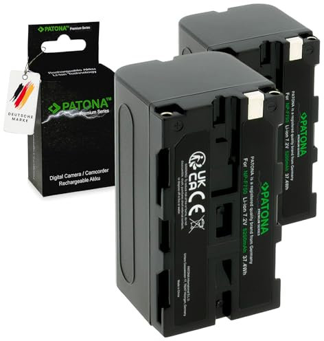 PATONA 2x PREMIUM NP-F750 Batteria 5200mAh compatibile con videocamere Sony, indicatori LED, illuminazione, luce video, monitor, fotocamera, Battery NP-F750 NP-F950 NP-F970 NPF550 NP F550