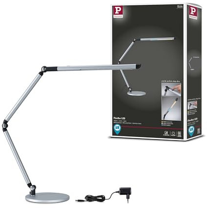 Paulmann 79562 LED Schreibtischleuchte 3-Step-Dim FlexBar White Switch 700lm 9,5W Silber matt