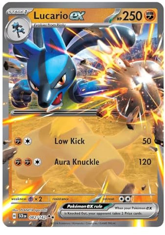 Lucario ex 082/142 - Tarjeta de Pokémon ultra rara | Cartas Pokémon raras | Pokémon EX | Corona estelar | Pokémon escarlata y violeta | Titan Cards autenticado