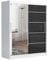 Brent - Kleiderschrank mit Spiegel und Schubladen 160cm Breit Chelsea Tomy, Schwebetürenschrank mit Spiegel, Schlafzimmerschrank, Kleiderschrank Weiß Matt/Schwarz Hochglanz
