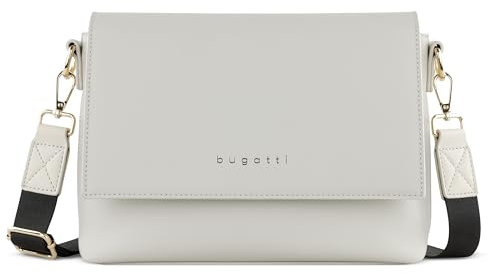 bugatti Ella Schultertasche für Damen, Frauen-Umhängetasche in Saffiano-Art aus Kunstleder, beige