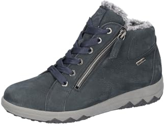 Waldläufer H-Teresa Damen Schnürstiefelette Nubuk-/Veloursleder blau