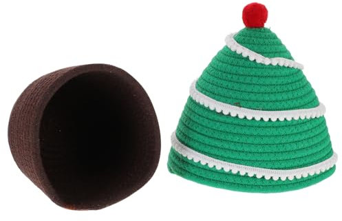 Warmhm Korb für Weihnachtsbaum aus Baumwollseil Dekorativer Aufbewahrungskorb mit Deckel Vielseitiger Organizer für Snacks und Kosmetik für Weihnachten