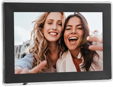 XUMIUZIY Digitaler Bilderrahmen, 10,1 Zoll WiFi Bildvideo Video Rahmen, 1280x800 LCD Touchscreen, Support OTG, Dual Lautsprecher System, 32 GB Remote Sharing Electronic Cloud Album (EU-Stecker)