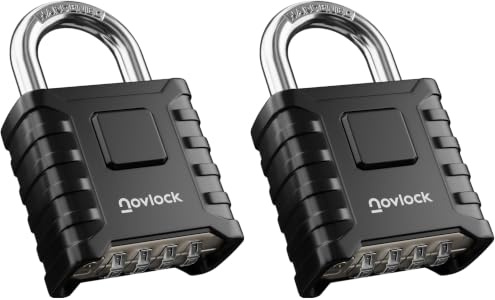Cadenas à code 4 chiffres pour extérieur – étanche, grand et robuste – anse de 8 mm – pour portails, clôtures, abris de jardin, cabanons, portes, armoires et casiers – lot de 2, noir