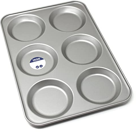 Lets Cook Cookware Professional 6 Hole Yorkshire Pudding Tray, Heavy Gauge, Large Yorkshire Pudding Baking Tin, British Made with PFOA & BPA Free Non Stick