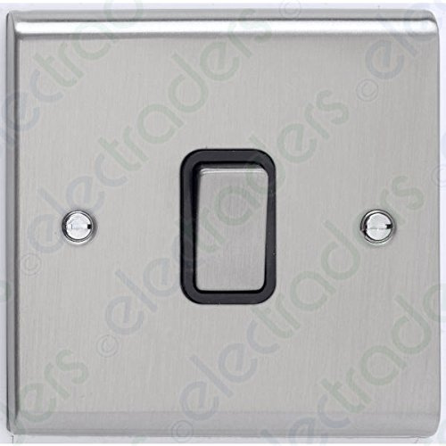 Deta SD1203SSB Light Switch 10 Amp 1 Gang 2 Way (Stainless Steel/Black Insert)