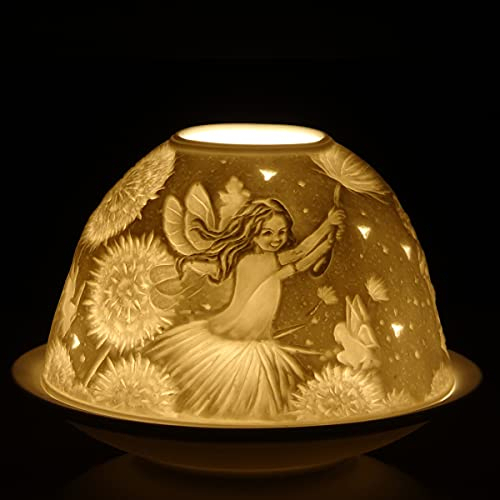 Nordic Light Shade | Fairy and Flower Tealight Holder Plate | Lace Gift Idea | Candle Accessories, White Patterned, One Size