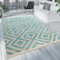 Paco Home Moderner Outdoor Teppich Geometrisches Rauten-Muster im Vintage-Look Flachgewebe Wetterfest & Pflegeleicht für Garten, Terrasse & Balkon, Blau Weiß, Grösse:120x170 cm